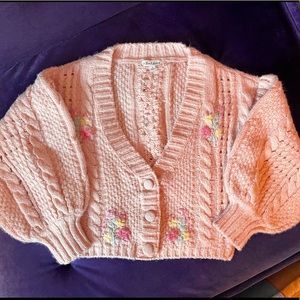 RARE For love and lemons Amaryllis Cropped Floral Button Down Cardigan sz sml